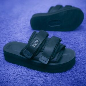 Suicoke | MOTO-VPO black unisex double-strap platform sandals | MNS 4 | WMS 6